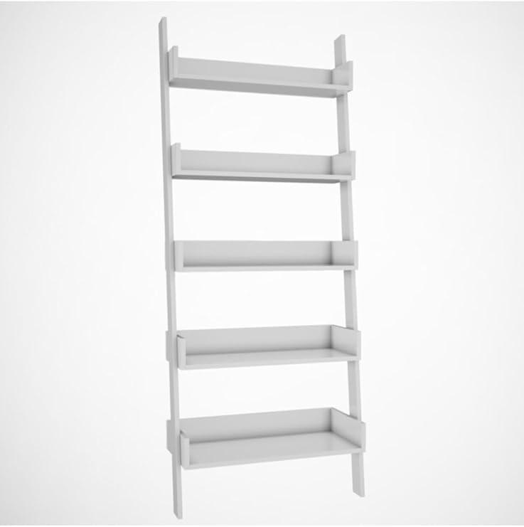 Only Racked Bright White Ladder Bookcase, Wall Mounted Bookcase