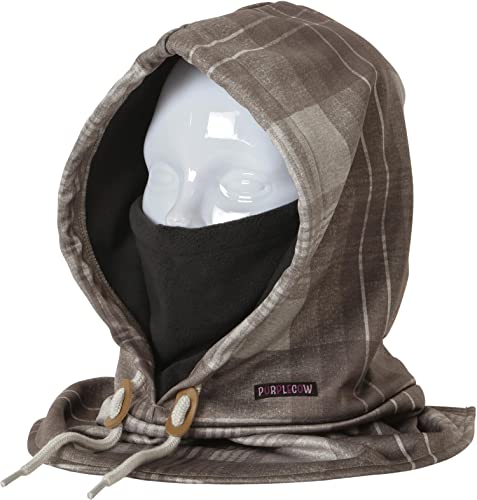 namelessage(ネームレスエイジ) ×purplecow フードウォーマー フード付き ネックウォーマー 撥水 防風 3層フィルム入り ボンディング生地 全9色 age-70FB チェックグレー Fサイズ スノーボード ウェア スキー 防寒 メンズ レディース バイク スノボ