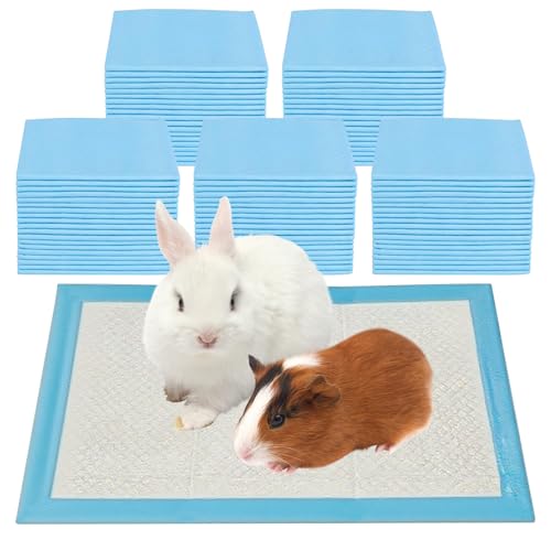 Image of Fhiny 100 PCS Rabbit Pee Pads 13 inch x 18 inch Thicken Bunny Cage Pee Pads Disposable Super Absorbent and Leak-Proof Potty Pad for Kittens Guinea Pigs Chinchillas Hamsters and Other Small Animal