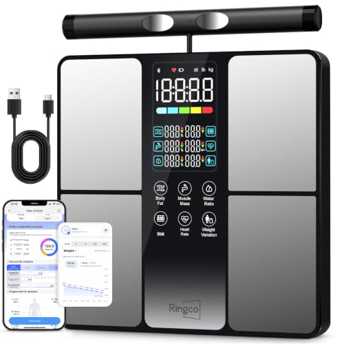 Ringco Body Pod Scale, 8-Electrode Rechargeable Smart Scale with Body Fat