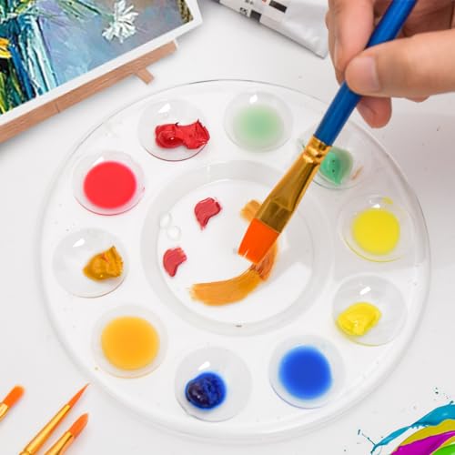 Hulameda 3pcs Paint Palettes, Plastic Paint Tray Palette, Paint Pallet with 10 Wells for Adults & Kids, for Painting or DIY Craft Class, Clear — view 5