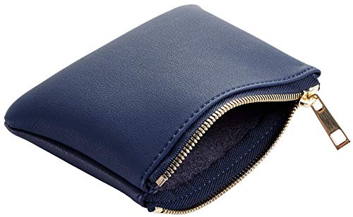 Image of Chelmon Leather Coin Purse Pouch Change Purse with Zipper for Men Women (Blue Navy)