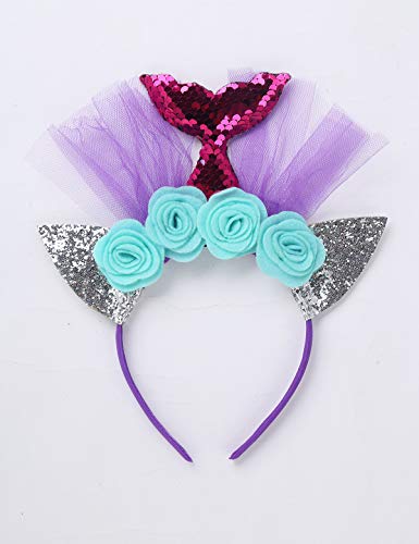 Kids Girls Birthday Party Princess Tutu Dress Mermaid Cosplay Halloween Mesh Skirt with Hair Hoop4