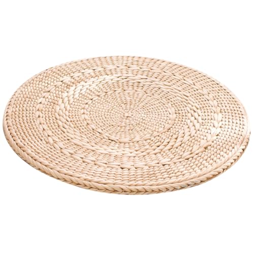 SHINEOFI Cojín de Suelo Redondo de Paja Natural, Tapete de Piso Simple y Cómodo para Ambientación del Dormitorio y Hogar, Buena Artesanía y Diseño Rústico