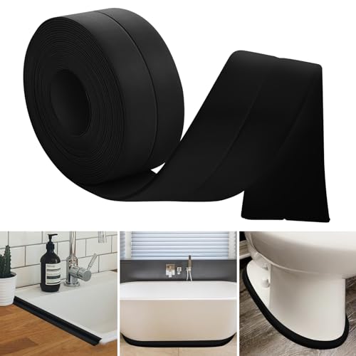 Rodapie PVC, Rodapies Autoadhesivo, 35mm X 5m Rodapie Adhesivo, Zocalos Autoadhesivos Pared, Embellecedor Encimera Cocina, Cinta de Sellado Para BañO Y Cocina, Cinta de Sellado Impermeable (Negro)