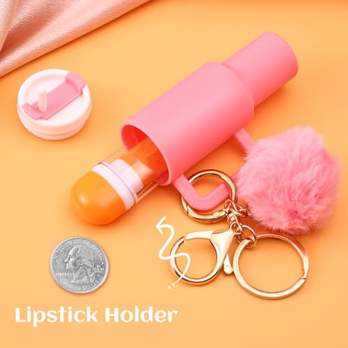Image of 8pcs or 12pcs Mini Tumbler Keychain for Stanley Cup Cute Chapstick Holder Key Chain Charms Backpack for Women Girls