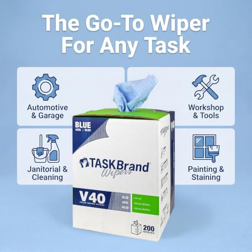 TaskBrand N-V040CGB 블루 V40 밸류 시리즈 센터 풀 와이퍼 시트, 다목적 일회용 클리닝 타월, 25.4 x 29.9cm(10 x 11.5인치), 200개 롤 — 사진 3