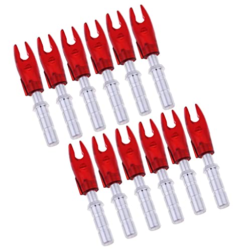 Folpus 12 Pièces Encoches de Précision de à l'arc en Plastique pour Arbre de Flèche ID 4.2mm Universel, Rouge, 4.2mm