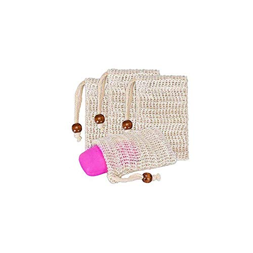 4 Pieces Exfoliating Loofah Pouch For Soap Saver Bag Natural Sisal Soap Bag Hand Made Soap Bag Mesh Soap With Drawstring For Shower Bath Foam #TOP1