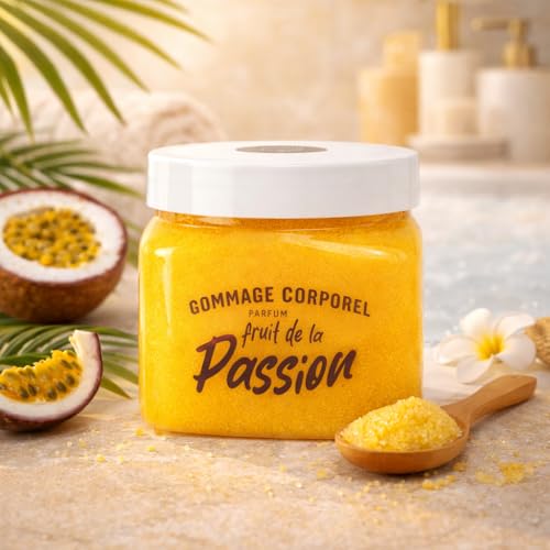 French Tendance - Gommage Corporel - Exfoliant et Hydratant Doux pour tout Type de Peau - Senteur Fruit de la Passion - 470 gr