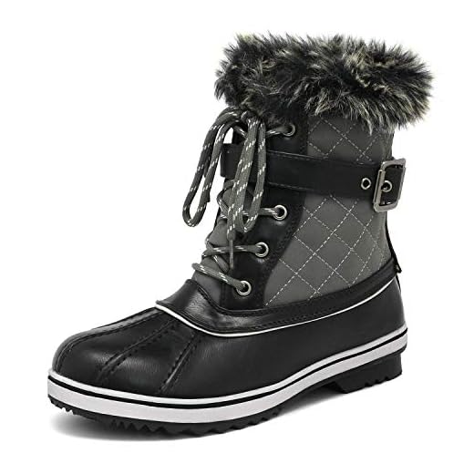 DREAM PAIRS Women's River_3 Grey Mid Calf Winter Snow Boots Size 10 M US