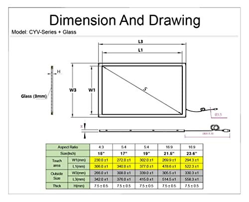 Image of Chengying 21.5 inch (16:9) Infrared Multi-Touch Overlay - IR Touch Frame - 21.5 inch Infrared Touch Panel - USB Interface - with Protective Glass