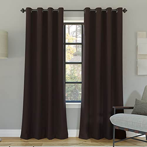Sun Zero Nordic 2-Pack Theater Grade Noise Reducing Extreme 100% Blackout Grommet Curtain Panel Pair, 52" x 96, Cocoa Brown