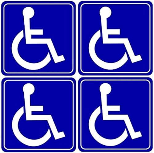 Disabled Handicap Wheelchair Symbol Blue Set of 4 - Handicapped - Window Bumper Laptop Stickers