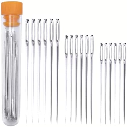 18 Pieces Big Eye Sewing Needle, 3 Sizes Sewing Needles, Hand Sewing Needle, Large Eye Stitching Kintting Stitching Needles Set