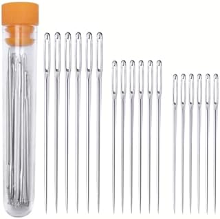 18 Pieces Big Eye Sewing Needle, 3 Sizes Sewing Needles, Hand Sewing Needle, Large Eye Stitching Kintting Stitching Needles Set