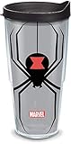Tervis Marvel - Black Widow Made in USA Double Walled Insulated Tumbler Travel Cup Keeps Drinks Cold & Hot, 24oz, Clear