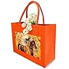 QMNALP Large Felt Tote Bag,cute Grocery Handbag Organizer for Work,Gym Woman Riding Horse Printed Lunch Bag, Fruit Orange-woman Riding Horse, One Size #5