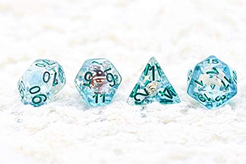 Blue Ocean of Seashell DND Dice Set for Dungeons and Dragons Gifts, D&D, D and D, Pathfinder, Accessories, D20, Polyhedral, Resin Dice, Metal, Dice Tray, Tower, Bag, Box