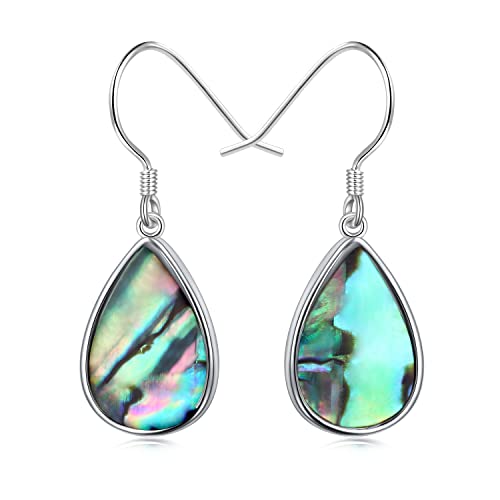 S925 Sterling Silver Teardrop Abalone Shell Vertical Drop Dangle Earrings Gift For Women Teenage Girls #TOP16