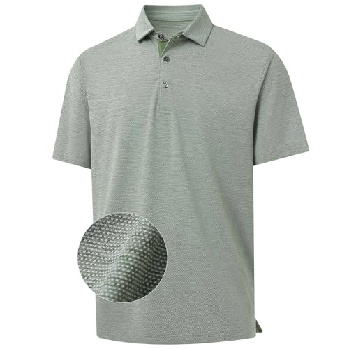 M MAELREG Golf Shirts for Men Dry Fit Short Sleeve Performance Moisture Wicking Heather Jacquard Active Mens Polo Shirts