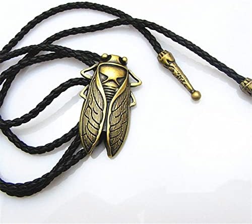 EQCETPF Bolo Tie - Men's Bolo Tie Vintage Shirt Chain Two Color Know Insect Necktie, Western Cowboy Leather Rope Casual All Match Necklace Costume Accessories,Bronze,One Size