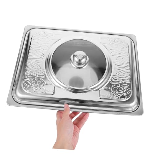 Plateau de service rectangulaire avec couvercle Milisten en acier inoxydable - 4