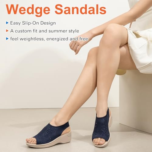 KOIMED Women's Comfortable Platform Walking Sandals With Memory Foam Open Toe Lightweight Breathable Soft Mesh Washable For Summer Travel Casual Beach Outdoor Sport2