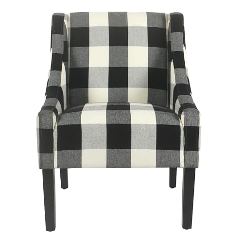 Image of HomePop Swoop Arm Accent Chair - Black Plaid