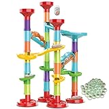 ailixinda 50 PCS Marble Toy Premium Set,STEM Educational Building Block Toy,Marble Track Race Set with 15 Glass Marbles for Boys & Girls,Construction Building Blocks Toys for Kids