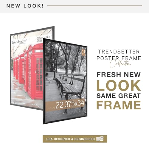 MCS Trendsetter 22.75x34 Poster Frame Black High-Gloss, Vertical & Horizontal Wall Hanging Large Picture Frame for Photos, Posters & Art Prints (1-Pack)