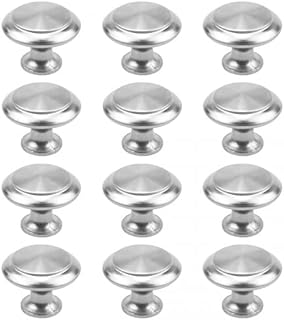 AvoDovA 12PCS Round Cabinet Knobs, Cabinet Hardware Knob, Stainless Steel Brushed Nickel Round Drawer Pull Handle with Screw for Kitchen Bathroom Bedroom Drawer Door Cupboard Wardrobe