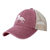 Wisedeal Women's Floral and Horse Hat Adjustable Vintage Baseball Cap for Mom Dad Red