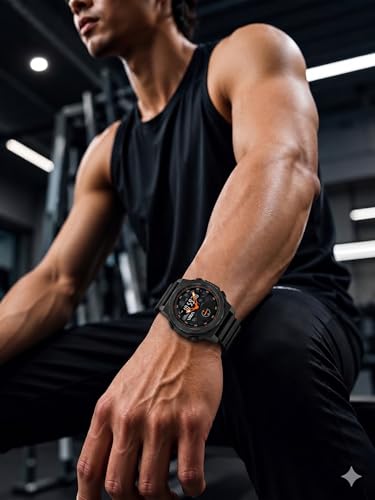 Image of V2A Stryke TERRAX 2855 Analog-Digital Watch for Men | Tactical Black Performance Dial with Digital Display | Rugged Everyday Sports & Outdoor Style Watch | 50M Waterproof