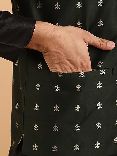 Image of SOJANYA (Since 1958 Men's Silk Blend Kurta Pyjama & Nehru Jacket Combo