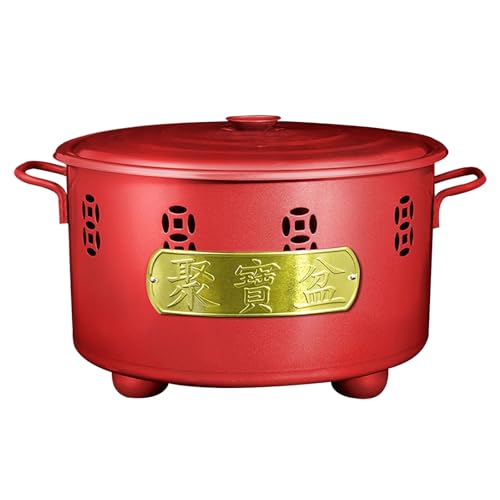 庭の焼却炉 ドラム缶焼却炉 屋外用金属製ゴミ焼却ケージ 焚き火台 ドラム缶 無煙 ステンレス鋼 火かき棒とグリッド付き 落ち葉 庭の廃棄物(Red,45cm/18in)