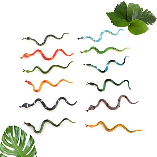 Verschiedene Schlangen,Kunststoff Schlangen,12 PCS Regenwald Schlangen,Schlangen Aus Gummi,Realistisch Schlangen,Bunte Gefälschte Schlangenspielzeuge,Realistische Gummischlangen,Ohrschlange Gummi Cover