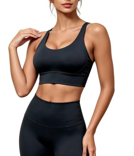 Image of Grace Form Strappy Sports Bra for Women Padded Push Up Sport Bra Athletic Running Workout Bra Yoga Bra