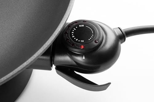riviera&bar Elektrischer Wok Expert 5L - 2200W, Aluminiumguss-Schüssel, Glasdeckel, Einstellbarer Thermostat mit 10 Stufen - Ideal für 8 Personen - Inklusive Zubehör - Leichte Reinigung