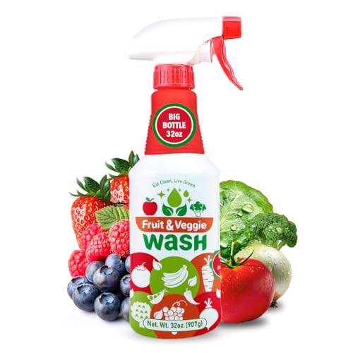 Dr. Robaina Fruit & Veggie Wash – Produce Cleaner Spray 32 fl oz | Removes Waxes & Harmful Residue | No Aftertaste | Baby-Safe Plant-Based Formula | Made in USA