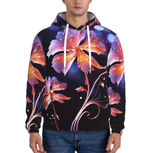 Men's Fleece Pullover Hoodie Long Sleeve Hooded Cool Decorative FLowers Sweatshirt Casual Shirts With Pockets2
