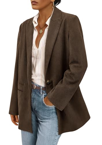 PRETTYGARDEN Women's Winter Corduroy Blazers Jackets Dressy Casual Ribbed Long