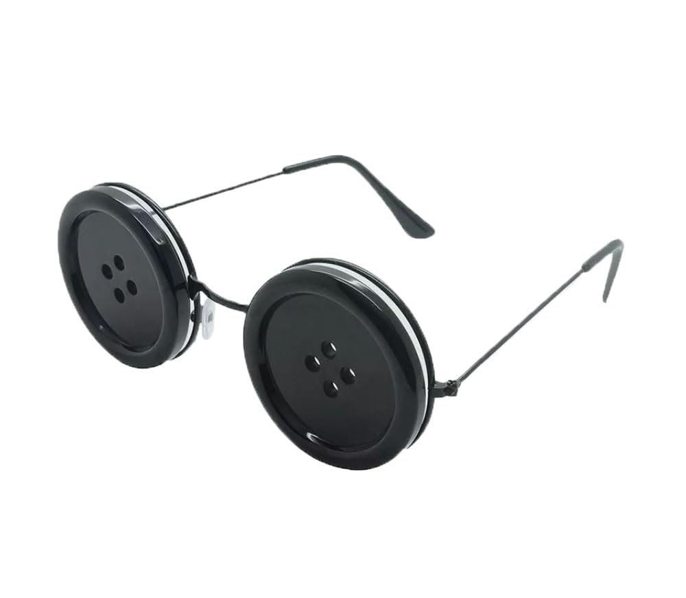 jokeshop Coraline Button Eye Glasses Halloween TV Film Character Adults Fancy Dress Round Black
