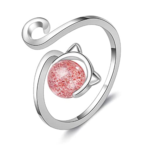 Aukmla Bagues style chat en argent Bague ouverte réglable pour femme et fille Cover