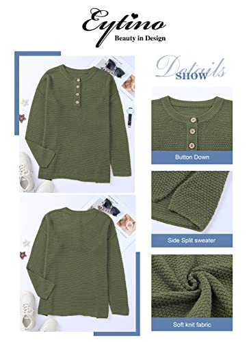 Image of Eytino Womens Plus Size Sweaters Casual Long Sleeve Loose V Neck Button Henley Tops Pullover Knit Jumpers,(1X-5X)
