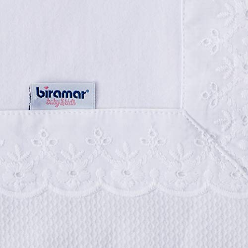 Biramar Baby Manta Malha Bordado Ingles Forrada Branco