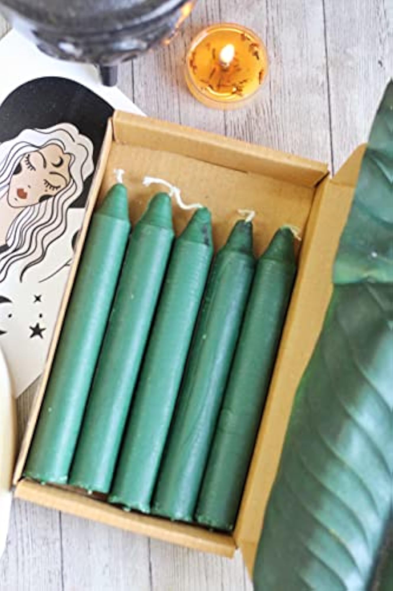 Green Mini Taper Candle, Decorative