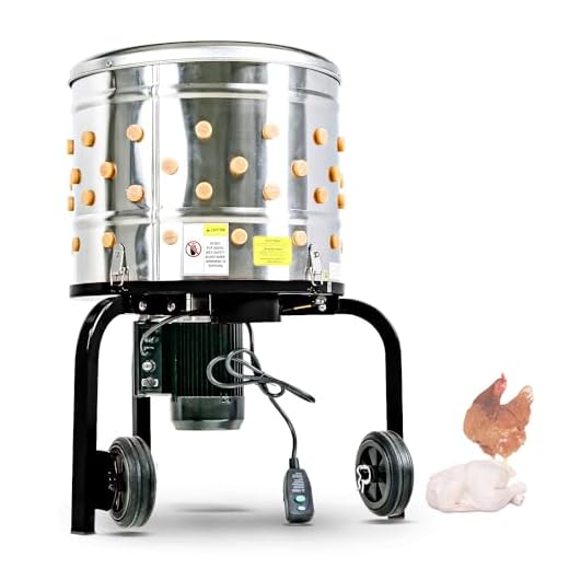 Kitchener Chicken Plucker De-Feather Remover Poultry and Fowl Food Processor Electric Stainless Steel Heavy Duty 1HP 120VAC 280RPM GFCI Connector 92 Soft Fingers 20" Drum Diameter