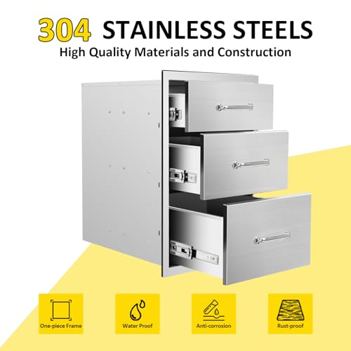 Outdoor-Kitchen-Drawers-18Wx-23H-x-23D-Triple-BBQ-Drawers-Stainless-Steel-Built-in-Drawer-for-Outdoor-Kitchen-Island-Patio-Grill-Station Outdoor Kitchen Drawers 18Wx 23H x 23D Triple BBQ Drawers Stainless Steel Built in Drawer for Outdoor Kitchen Island Patio Grill Station