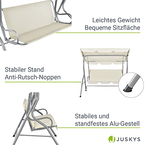 Juskys Hollywoodschaukel 3-Sitzer mit verstellbarem Dach